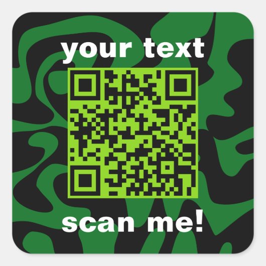 Sticker Carré QR Code Lime Vert foncé et noir brillant moderne (Devant)