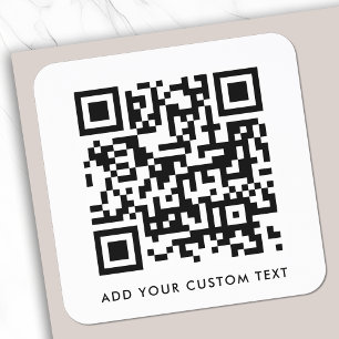 Sticker Carré QR Code Minimaliste Nettoyer Simple Blanc Texte Pe