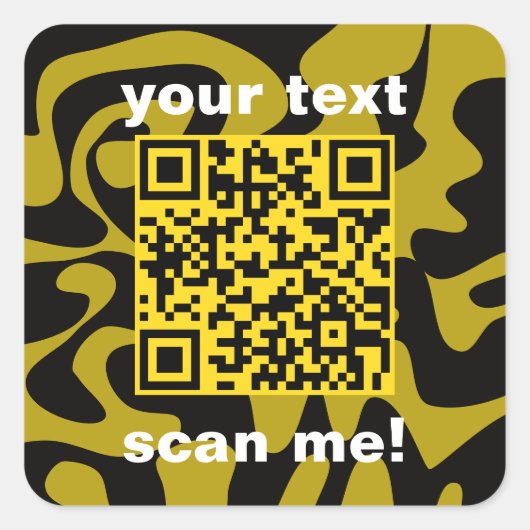 Sticker Carré QR Code Mustard or jaune noir brillant moderne (Devant)