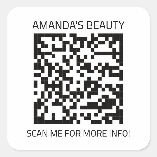 Sticker Carré QR Code noir blanc promotionnel petit avant arrièr (Devant)