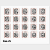 Sticker Carré QR Code Nom promotionnel Contact Rose Web (Feuille)