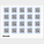 Sticker Carré QR Code Nom promotionnel Contact Web Rose Blue (Feuille)