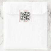 Sticker Carré QR Code Nom promotionnel Contact Web Rose naturel (Sac)