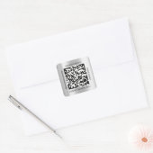 Sticker Carré QR Code Nom promotionnel Contact Web Silver Grey (Enveloppe)