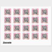 Sticker Carré QR Code Nom promotionnel Web Rose Rose Rose (Feuille)