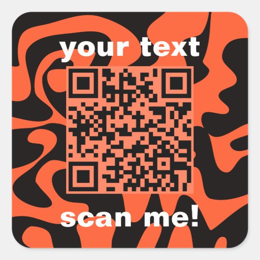 Sticker Carré QR Code Orange Et Noir Clair Carré Moderne (Devant)