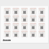 Sticker Carré QR Code Parties scintillant en marbre rose Lecteur (Feuille)