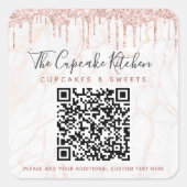 Sticker Carré QR Code Parties scintillant en marbre rose Lecteur (Devant)