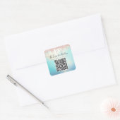 Sticker Carré QR Code Parties scintillant rose goutte d'eau bleu (Enveloppe)