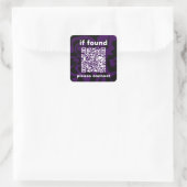 Sticker Carré QR Code purple cute lost found (Sac)