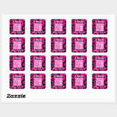 Sticker Carré QR Code rose chaud mignon perdu trouvé (Feuille)