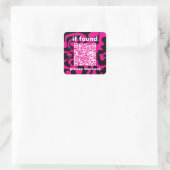 Sticker Carré QR Code rose chaud mignon perdu trouvé (Sac)
