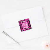 Sticker Carré QR Code rose chaud mignon perdu trouvé (Enveloppe)