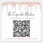 Sticker Carré QR Code Rose Rose Gold Parties scintillant Drivers (Devant)