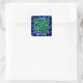 Sticker Carré QR Code Royal Bleu Turquoise Noir Super Squiggles (Sac)