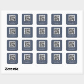 Sticker Carré QR Code Site Mariage Noms Dusty Navy Blue (Feuille)