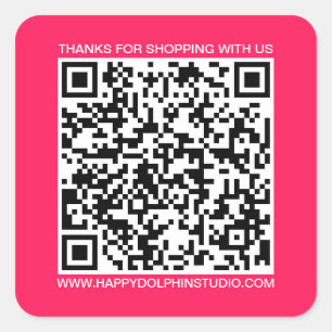Sticker Carré QR Code Small Business Website Diva Pink