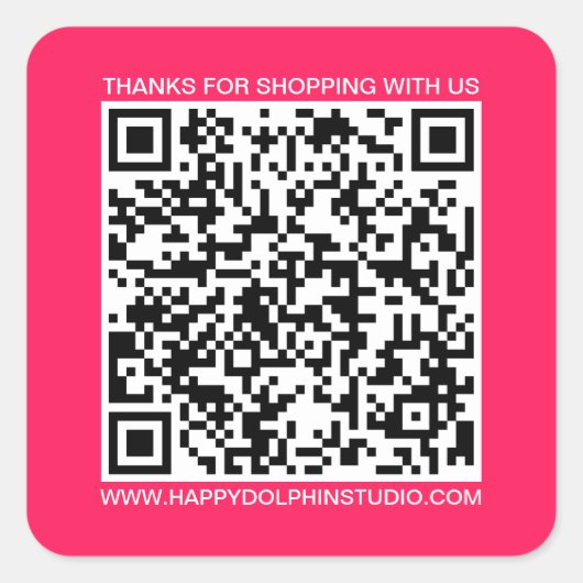 Sticker Carré QR Code Small Business Website Diva Pink (Devant)