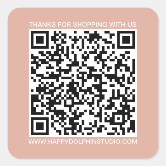 Sticker Carré QR Code Small Business Website Dusty Pink (Devant)