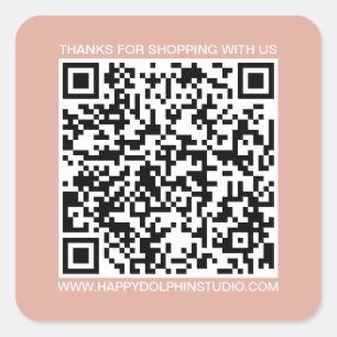 Sticker Carré QR Code Small Business Website Dusty Pink