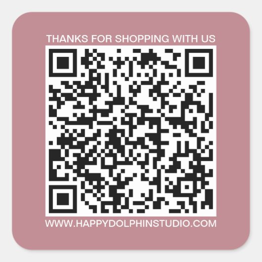 Sticker Carré QR Code Small Business Website Dusty Rose (Devant)