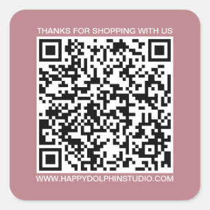 Sticker Carré QR Code Small Business Website Dusty Rose
