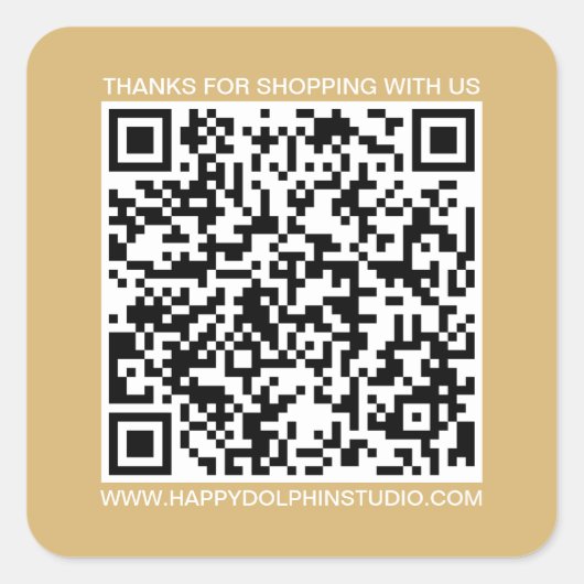 Sticker Carré QR Code Small Business Website Gold Yellow (Devant)