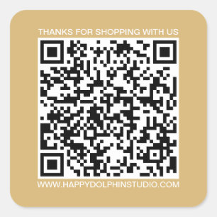 Sticker Carré QR Code Small Business Website Gold Yellow