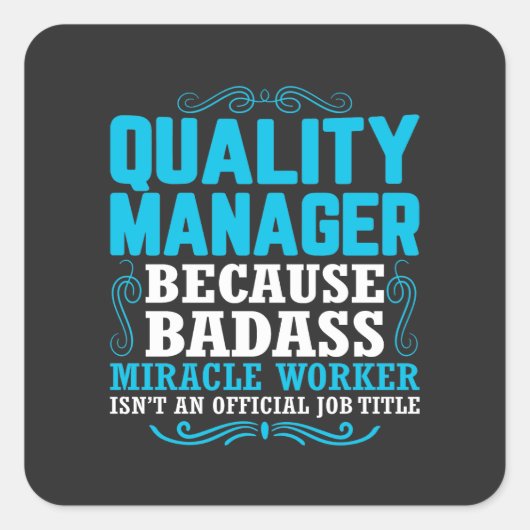 Sticker Carré Qualité Manager, Devis Funny Quality Manager (Devant)