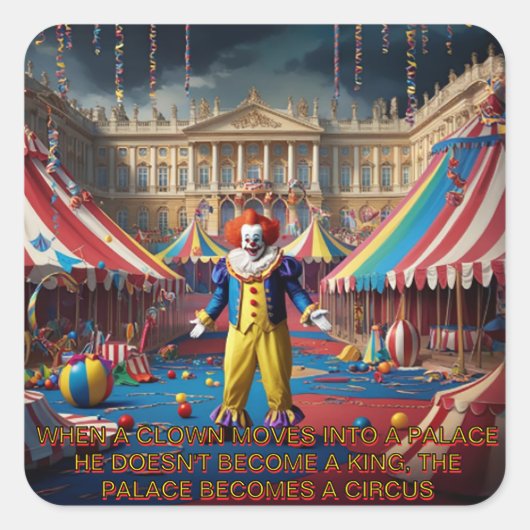 Sticker Carré Quand Un Clown Se Déplace Dans Un Palais... (Devant)