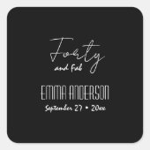 Sticker Carré Quarante et Fab Nom du texte Noir moderne (Devant)