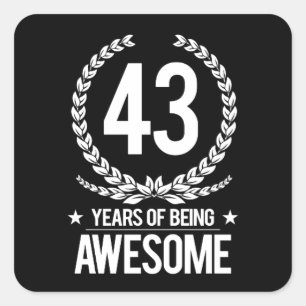 Sticker Carré quarante-troisième Anniversaire (43 ans d'être