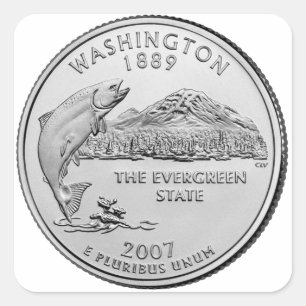 Sticker Carré Quart de dollar de l'État de Washington