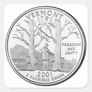 Sticker Carré Quart de dollar du Vermont
