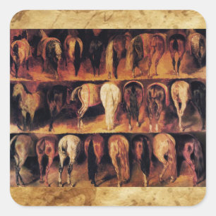 Sticker Carré Quartier arrière des chevaux, parchemin