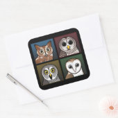 Sticker Carré Quatre Chouettes couleur (foncé) (Enveloppe)