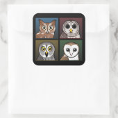 Sticker Carré Quatre Chouettes couleur (foncé) (Sac)