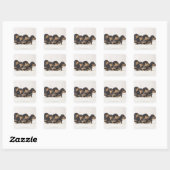 Sticker Carré Quatre Mini Dachshund (Feuille)