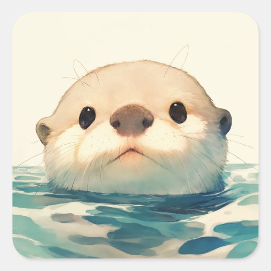Sticker Carré Que fais-tu, loutre ? (Devant)