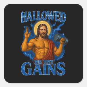 Sticker Carré Que Tes Gains Soient Sanctifiés Gym Jésus - Tonner