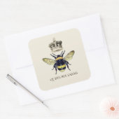 Sticker Carré Queen Bee Crown Apiary Beekeeper Farm Honey Squale (Enveloppe)