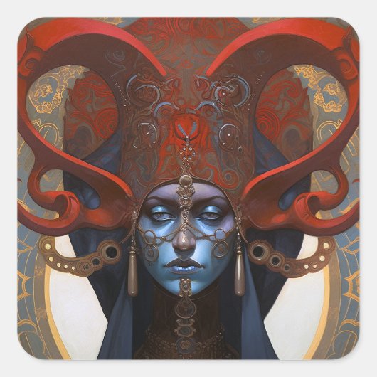 Sticker Carré Queen Goddess Imaginaire Art (Devant)