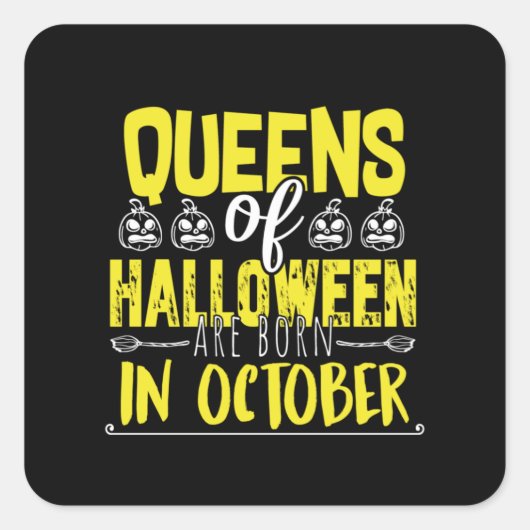 Sticker Carré Queens Of Halloween -Witches-Halloween-Cute (Devant)