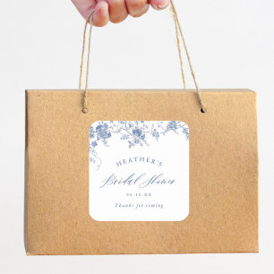 Sticker Carré Quelque chose de Fête des mariées Florale Bleue