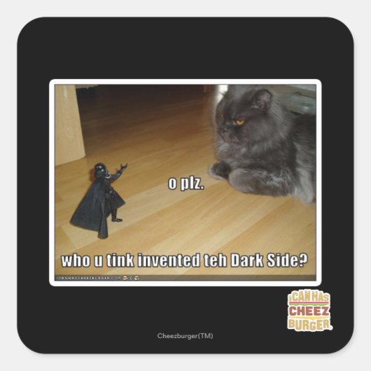 Sticker Carré Qui a inventé le côté obscur ? (Devant)