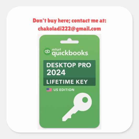 Sticker Carré Quickbooks Desktop Pro 2024 chakoladi222@gmail.com (Devant)