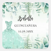 Sticker Carré Quinceanera eucalyptus bois vert (Devant)