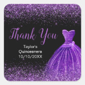 Sticker Carré Quinceanera Robe Violet foncé Robe Faux Parties sc (Devant)