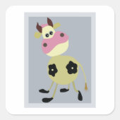 Sticker Carré Quirinal Cartoon Vache Fun Animal de ferme (Devant)