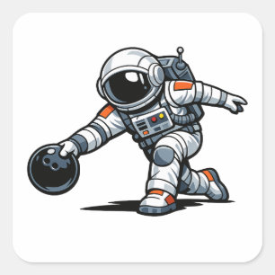 Sticker Carré Quirky Bowling Astronaut